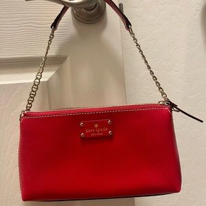 Kate Spade Red Handbag with Gold Chains
